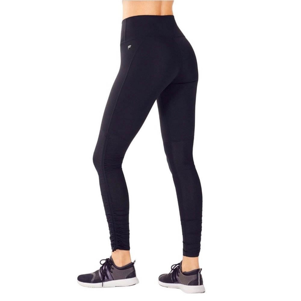 Fabletics Cashel PureLuxe Leggings Ruched Side size L Gray Cinched Leg Athletic - Picture 3 of 9
